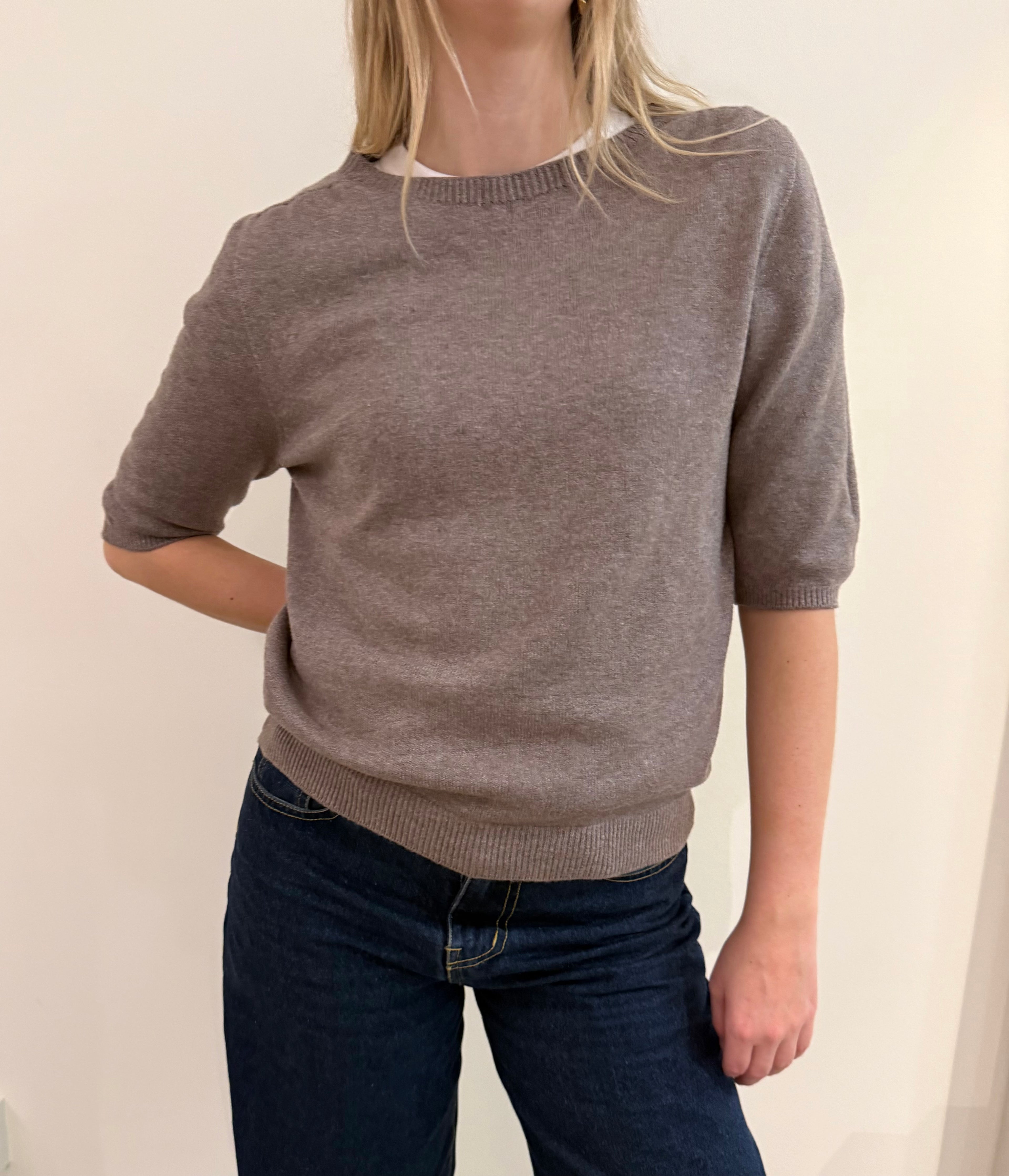 Shirt mit Kaschmir-Anteil taupe