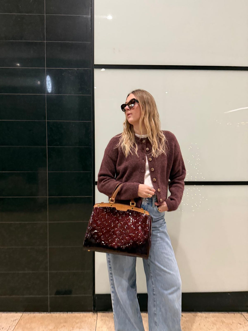 LETIANA Strickjacke burgunder