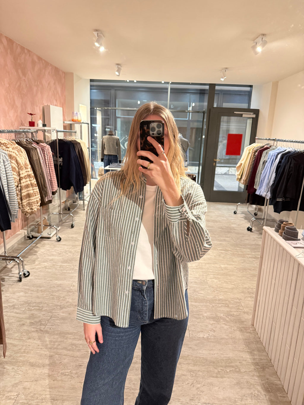 Bluse grün gestreift