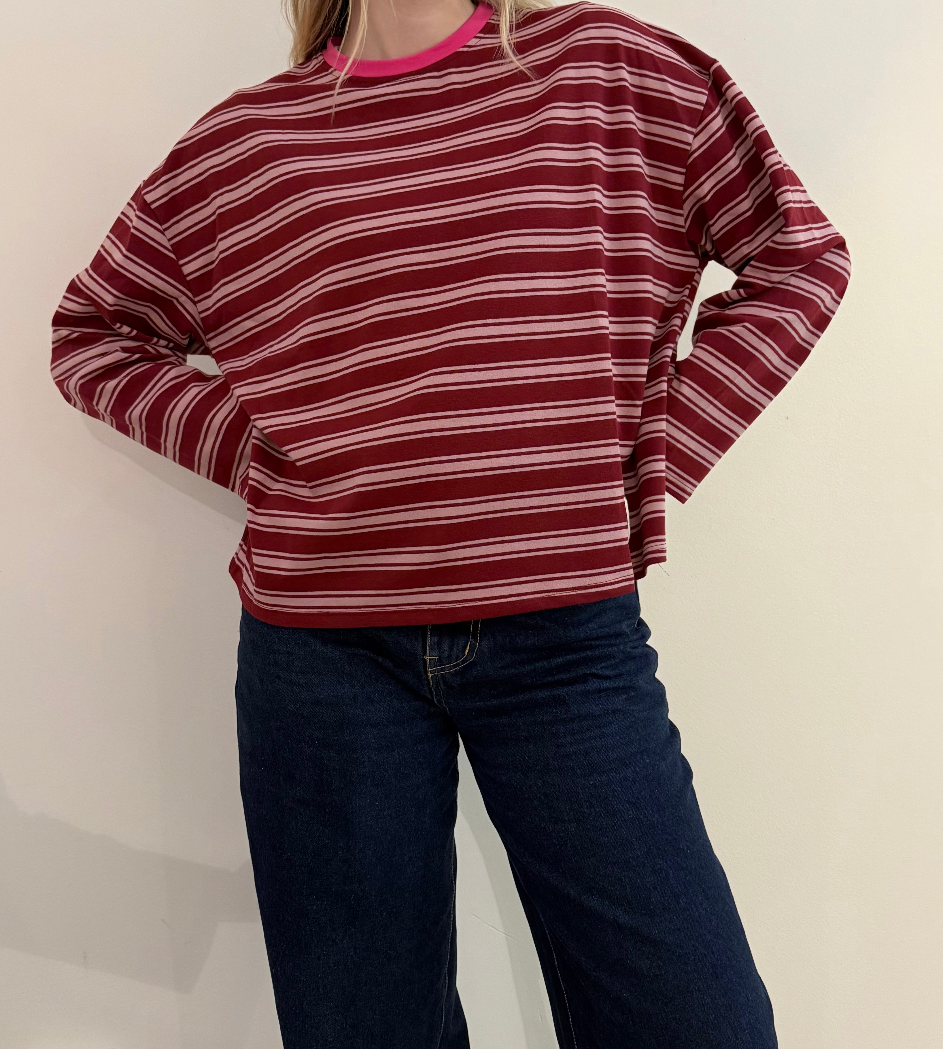 gestreiftes Shirt burgunderrot